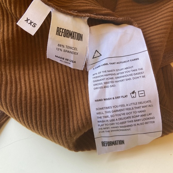 REFORMATION RIBBED MIDI TANK DRESS BROWN SIZE XXS - Picture 4 of 6